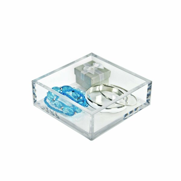 Azar Displays Deluxe Clear Acrylic Square Tray Organizer for Desk or Counter, 2PK 556204-GS-2PK
